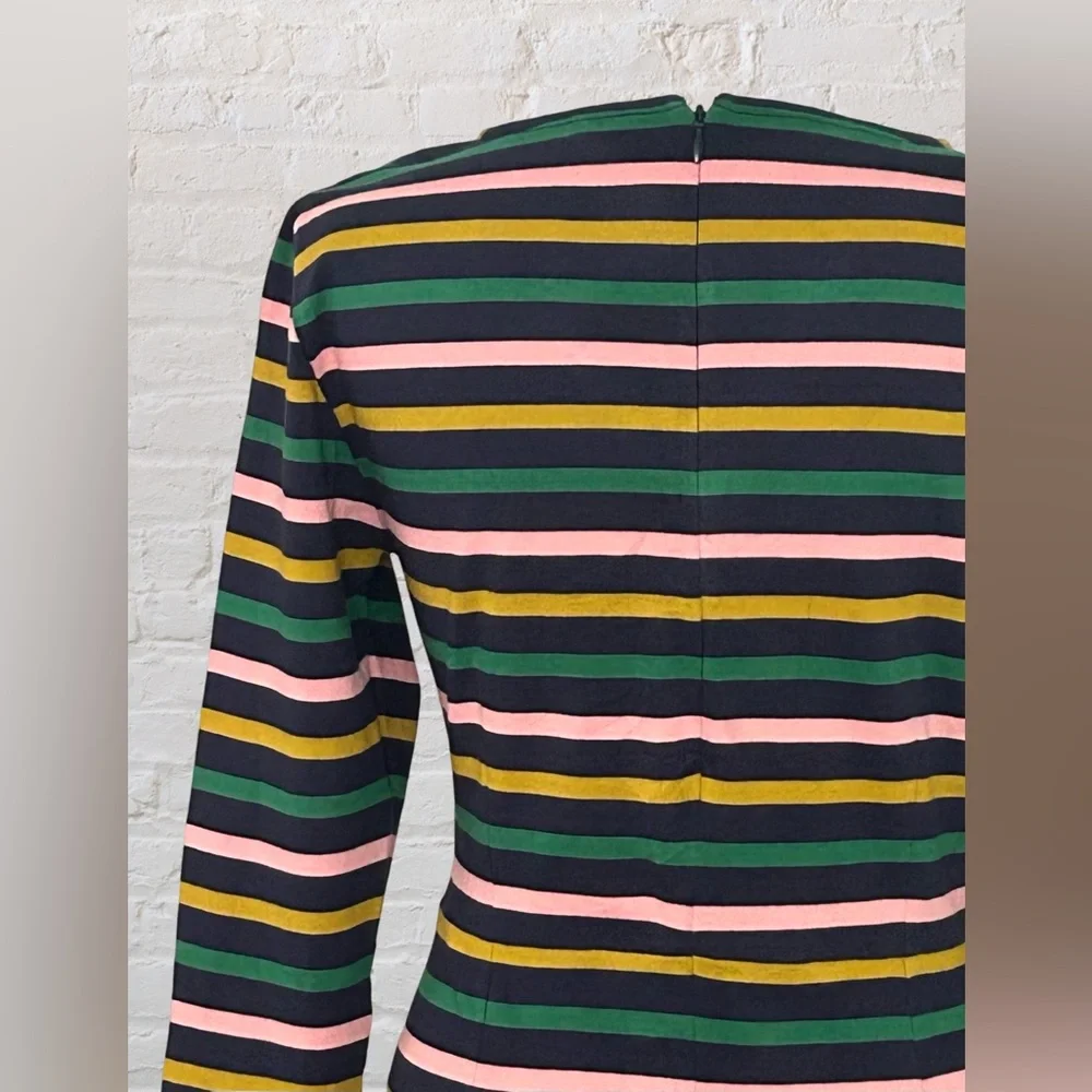 J.CREW Long Sleeve Multicolor striped Midi Dress Sz 8 M Nautical Preppy Spring